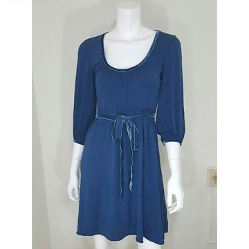 Boden 10R Blue Half Sleeve Tie Midi Dress Women's